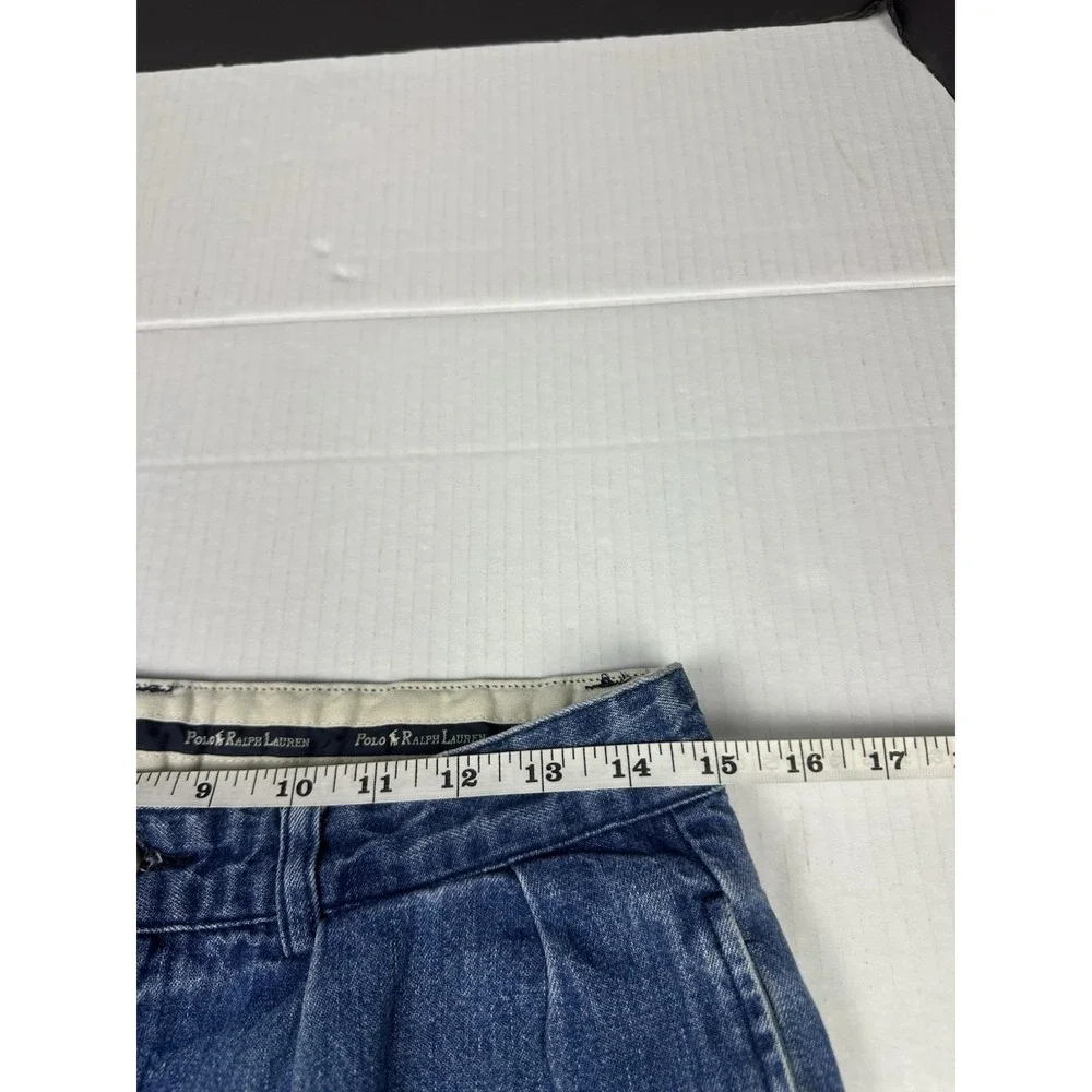 Polo Ralph Lauren Denim Shorts Mens 30 Pleated Relaxed Fit Vintage 90s Style